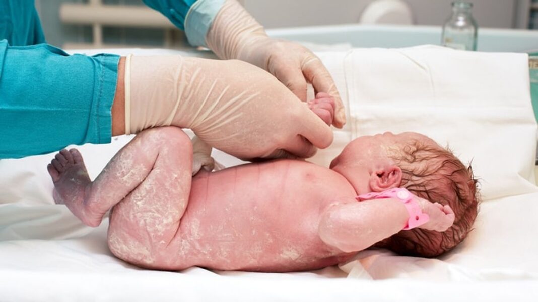 Recién nacido en incubadora recibiendo atención médica