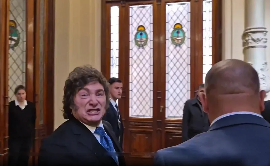 Javier Milei en el Congreso de la Nación durante la sesión informativa