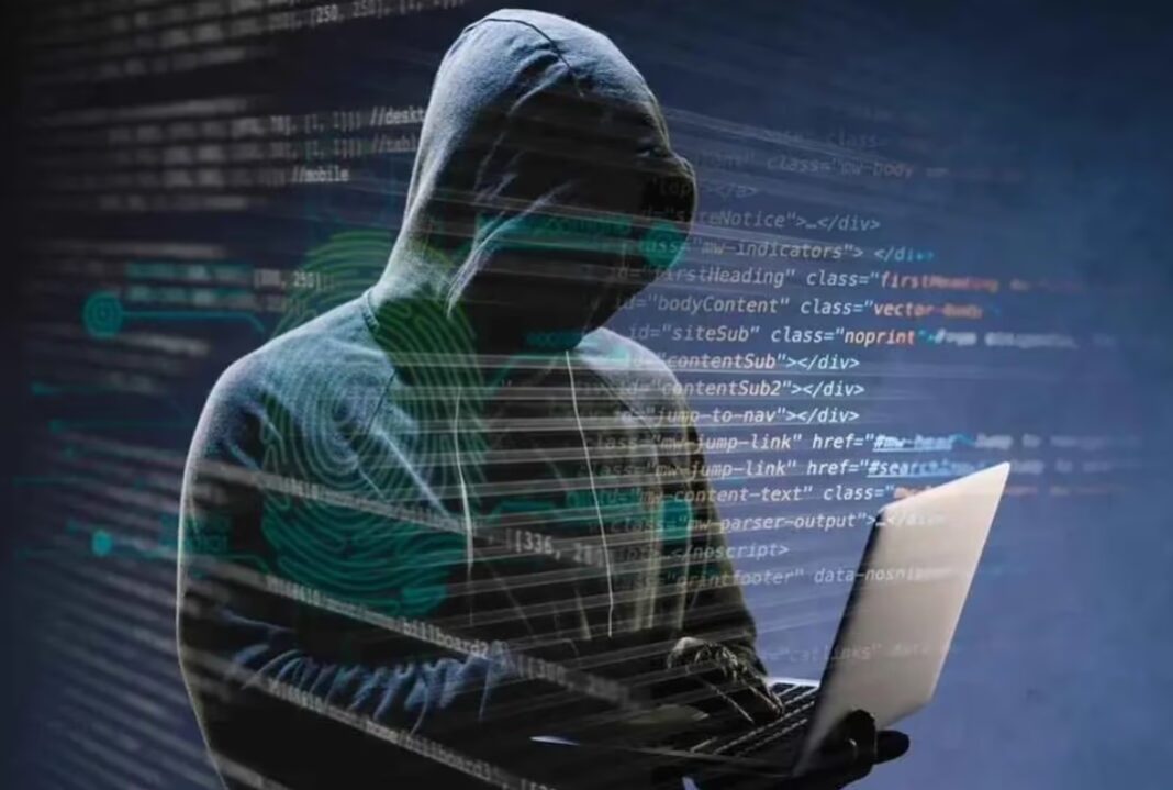 Gráfico de ciberseguridad con código y alertas digitales