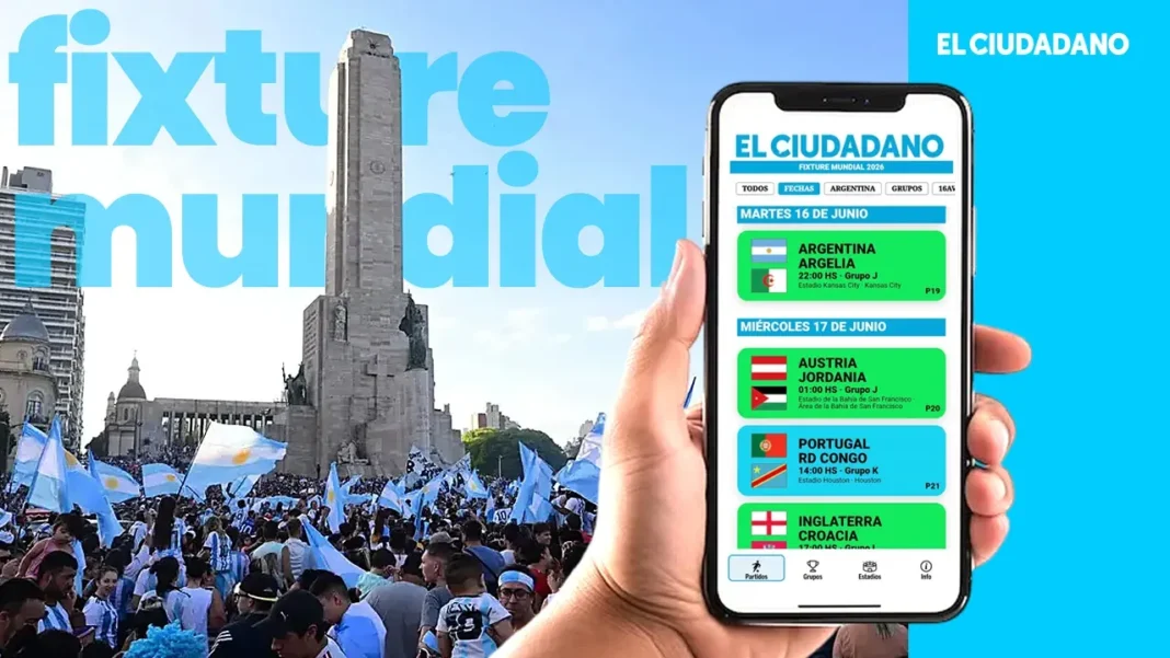 Fixture del Mundial 2026 con banderas de países participantes