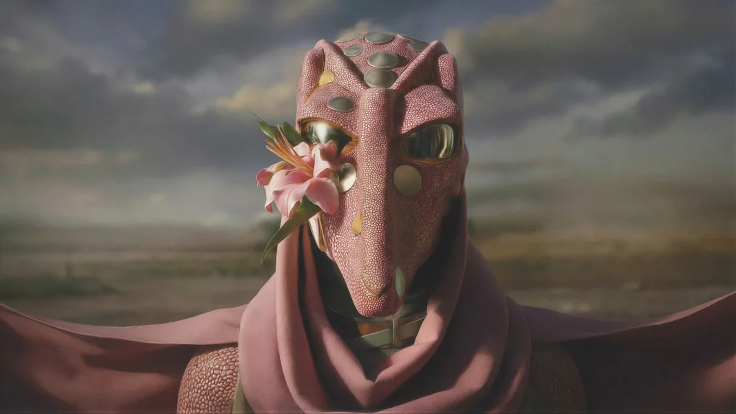 Dragona futurista, identidad visual del festival Futuro Imperfecto Vol.3, dibujada por Yai Salinas