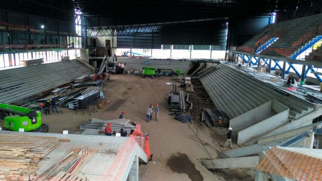 Avance de obra del Multiespacio Arena en el parque Independencia de Rosario para los Juegos Suramericanos 2026