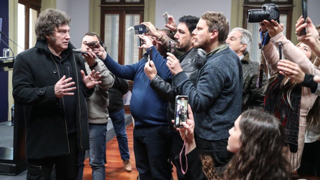Javier Milei en conferencia de prensa en Casa Rosada