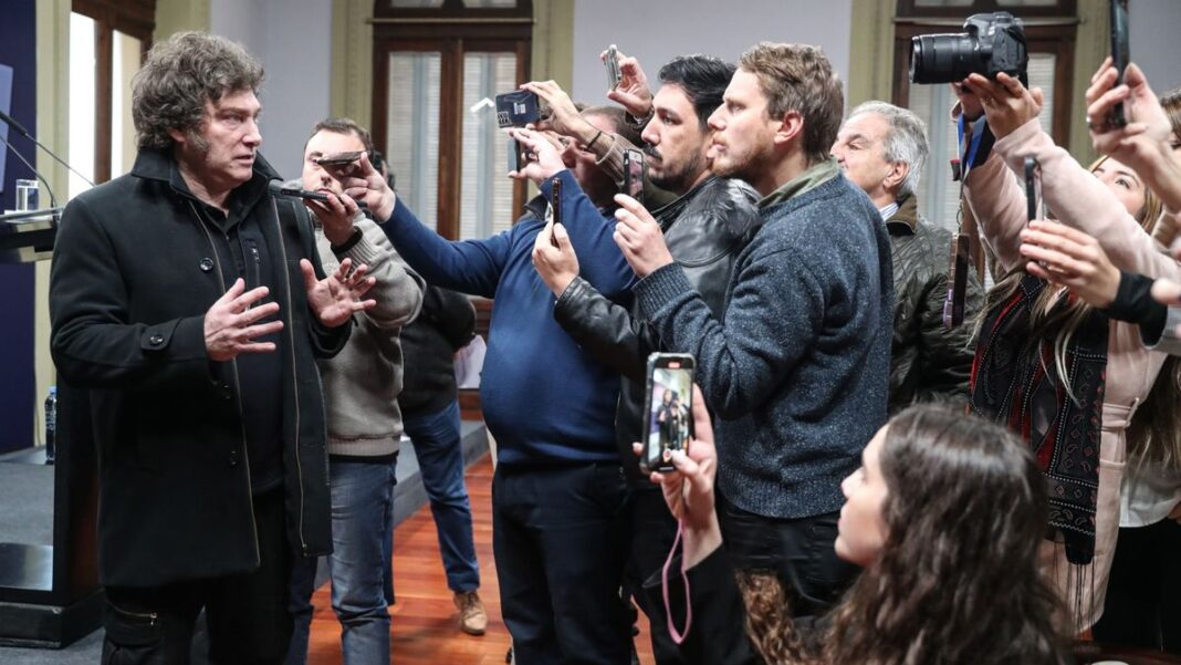 Javier Milei en conferencia de prensa en Casa Rosada
