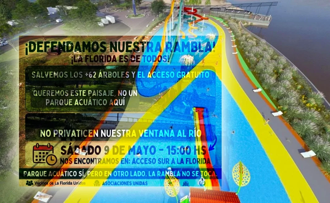 Concentración de vecinos y kayakistas en la costa de Rosario contra el parque acuático en La Florida
