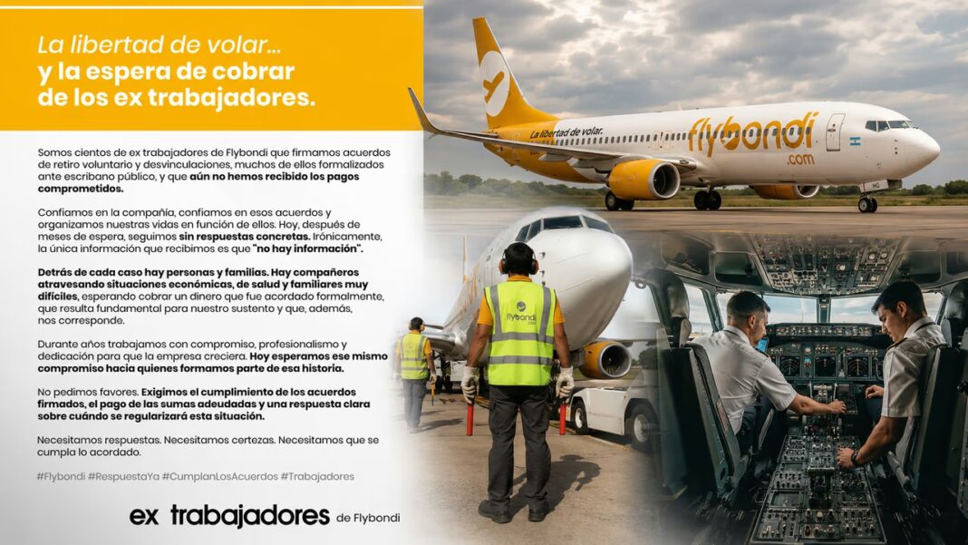 Avión de Flybondi en pista de aeropuerto