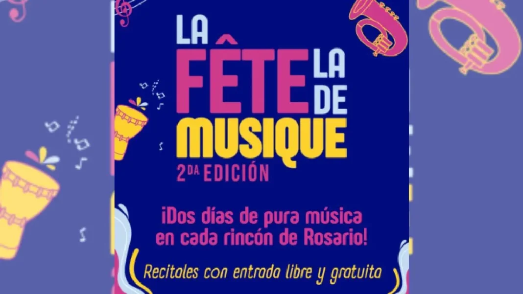 Músicos tocando en vivo durante la Fiesta de la Música en Rosario