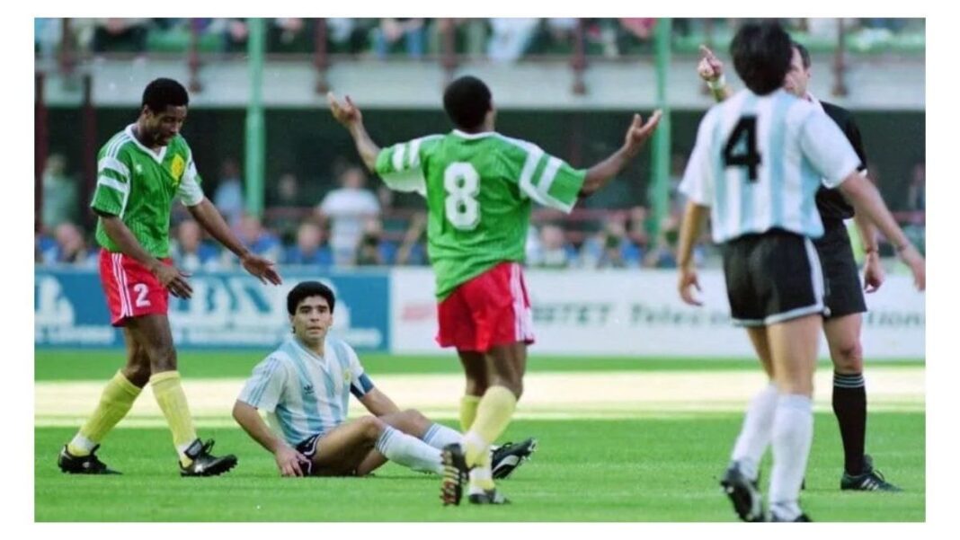 Lionel Scaloni durante un partido de la selección argentina