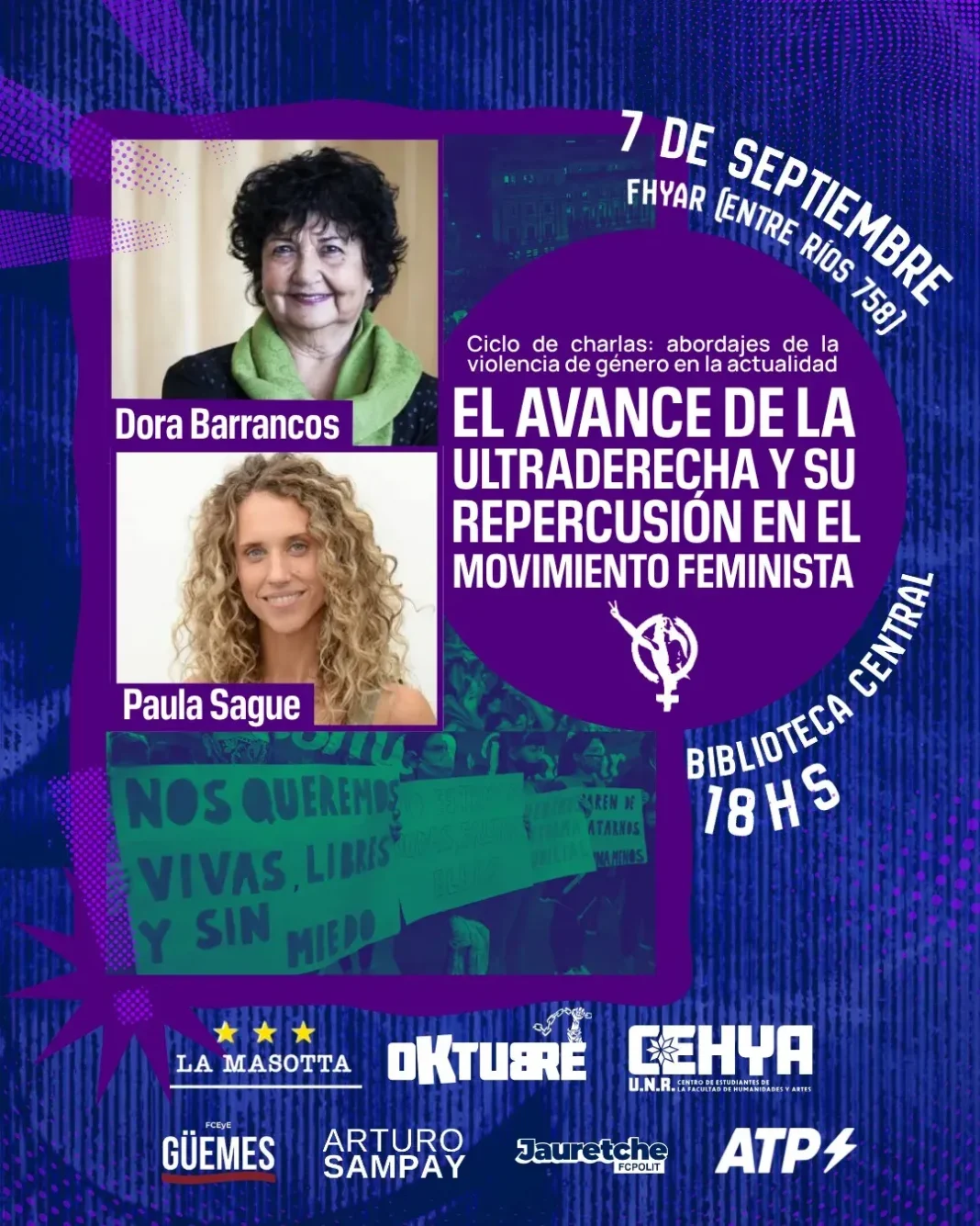 Cartel del ciclo de charlas sobre violencia de género en la UNR