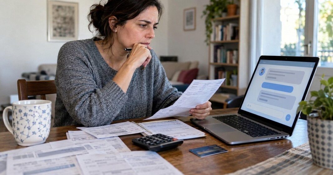 Persona usando ChatGPT en un dispositivo móvil para revisar sus finanzas