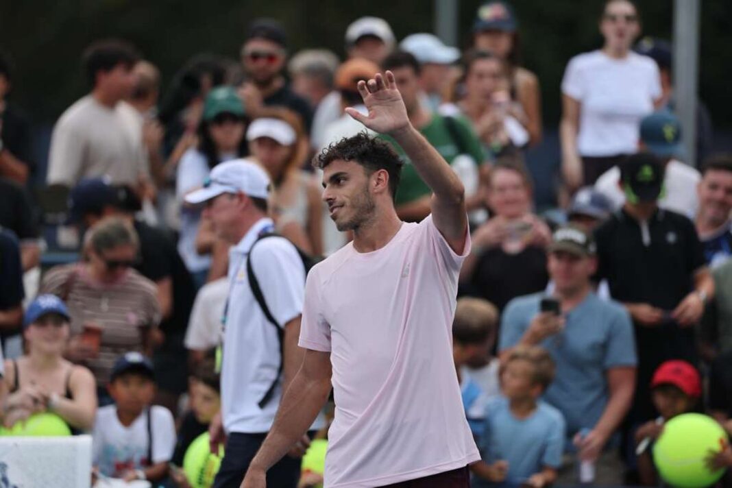 Francisco Cerúndolo durante un partido de tenis en el US Open