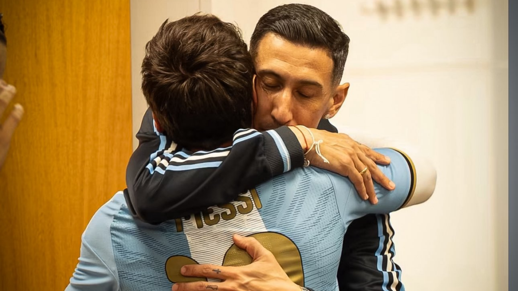 Ángel Di María y Lionel Messi durante un partido de la selección argentina