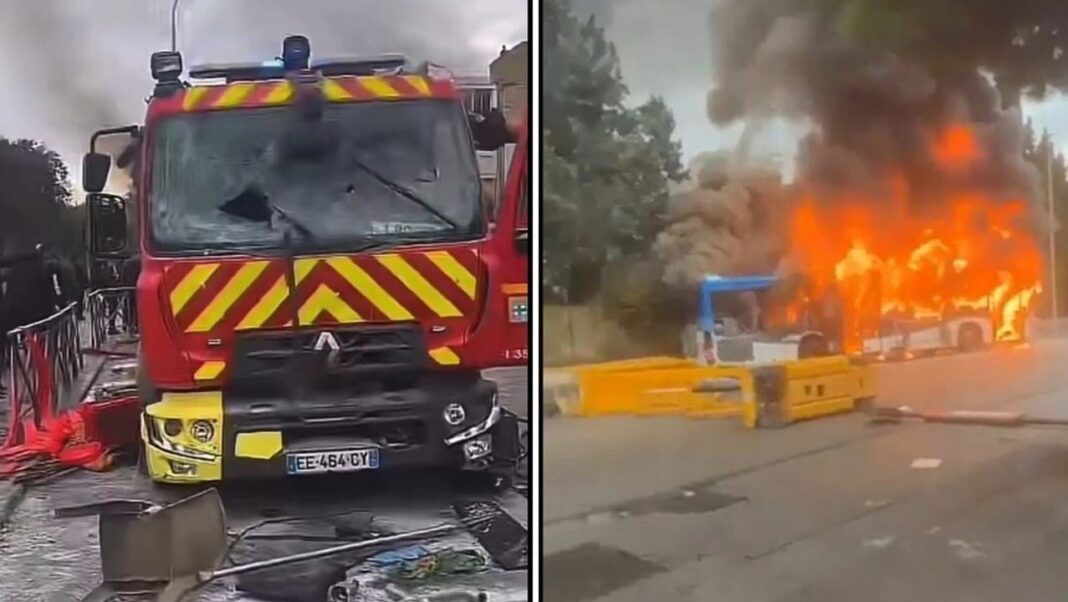 Estudiantes franceses bloquean el acceso a un liceo durante las manifestaciones